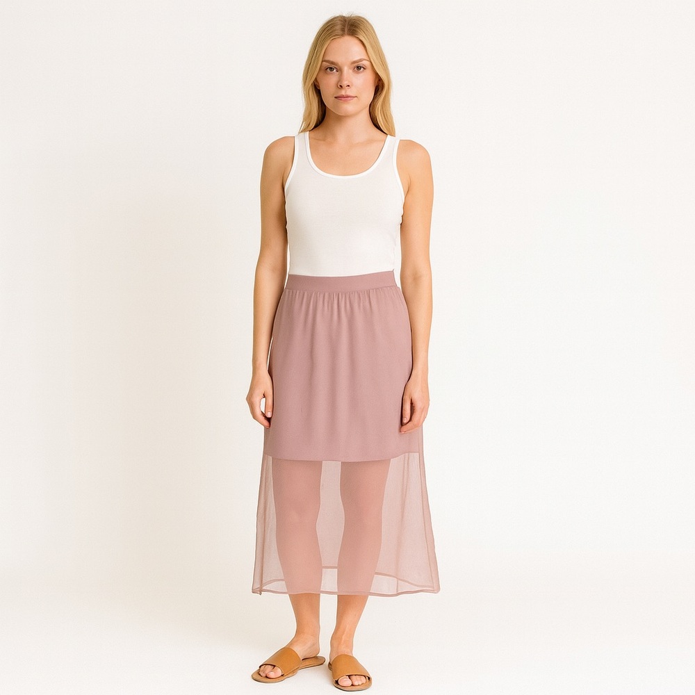 IMAIMA Aariya Sheer Overlay Skirt – Mink – Size 6 (38 EU) ARE
